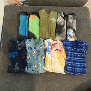 Bundle of 7 Nike baby boy footed pajama sleeper one piece - 3 month